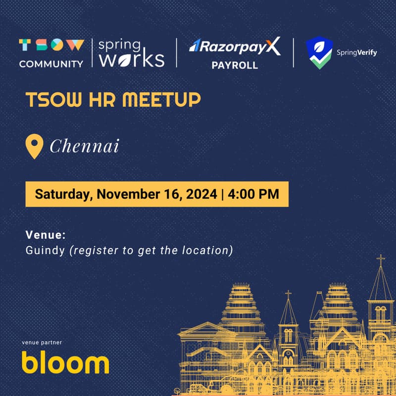 Cover Image for TSOW x RazorpayX x SpringVerify HR Meetup in Chennai