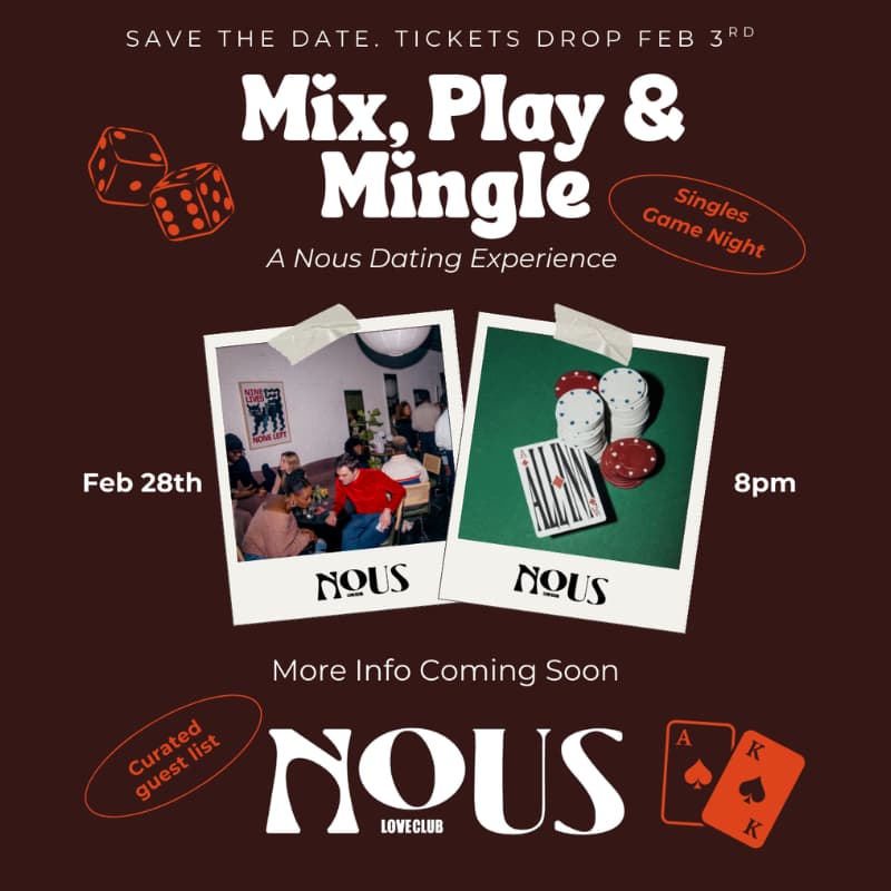 Cover Image for Mix, Play & Mingle: Singles Game Night - Tickets Drop Feb 3rd🎟️