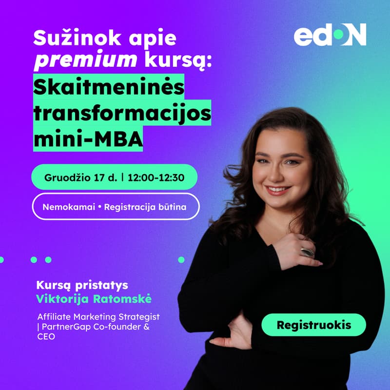 Cover Image for Skaitmeninės transformacijos mini-MBA vadovams: Info sesija su Viktorija Ratomske