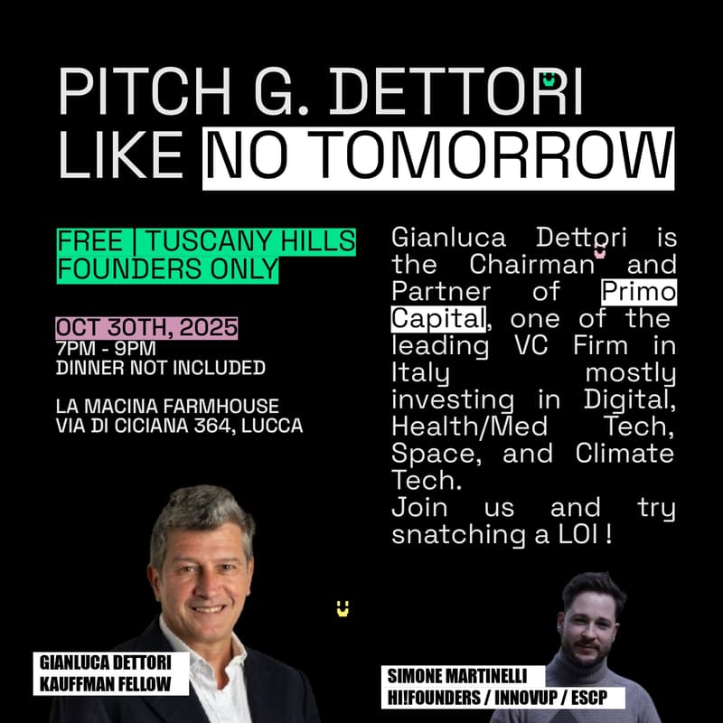 Cover Image for Pitch G. Dettori Like No Tomorrow - Founders Meetup