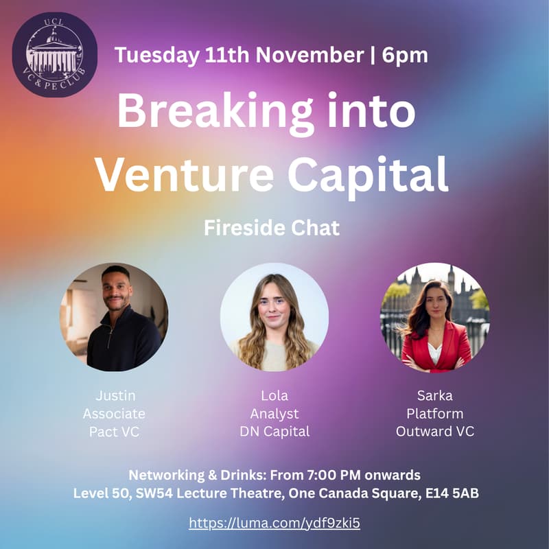 Cover Image for Breaking into Venture Capital - fireside chat