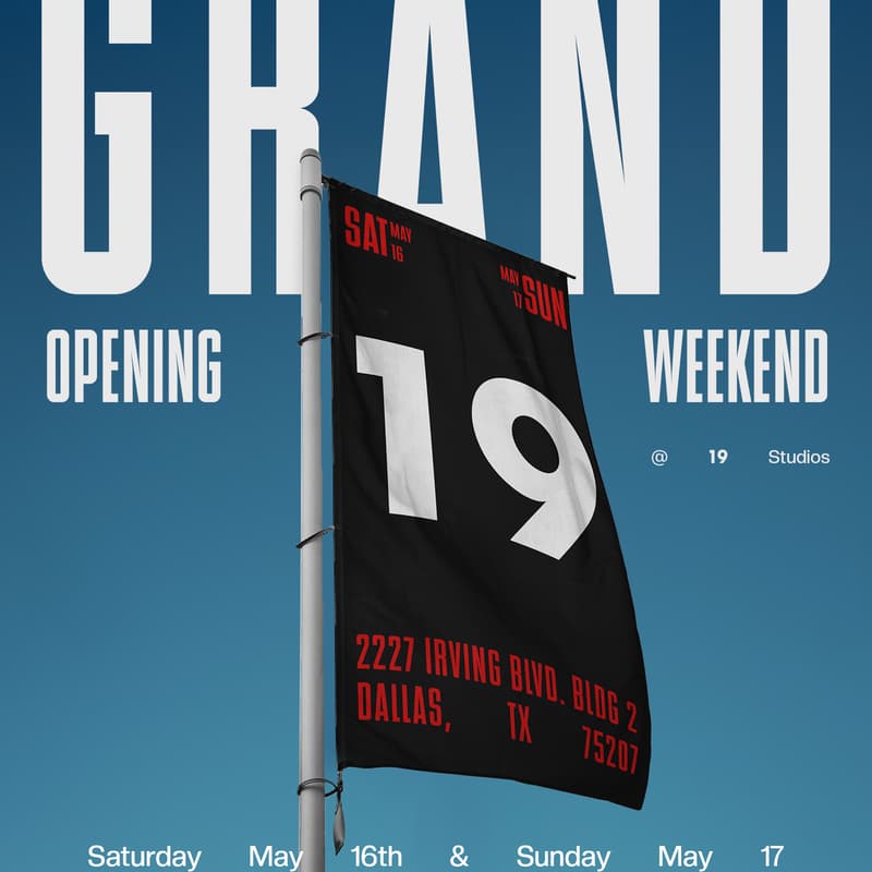 Cover Image for 19 Studios Grand Opening Weekend