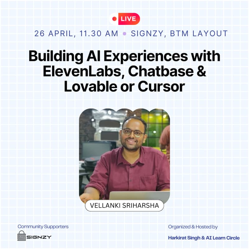 Cover Image for AI x PM (Guided Session): Building AI Experiences with ElevenLabs, Chatbase & Lovable/Cursor