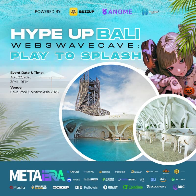 Cover Image for HYPE UP BALI @ Web3 Wave Cave: Play To Splash  ➖  Official (IN)Side Event at Coinfest Asia 2025