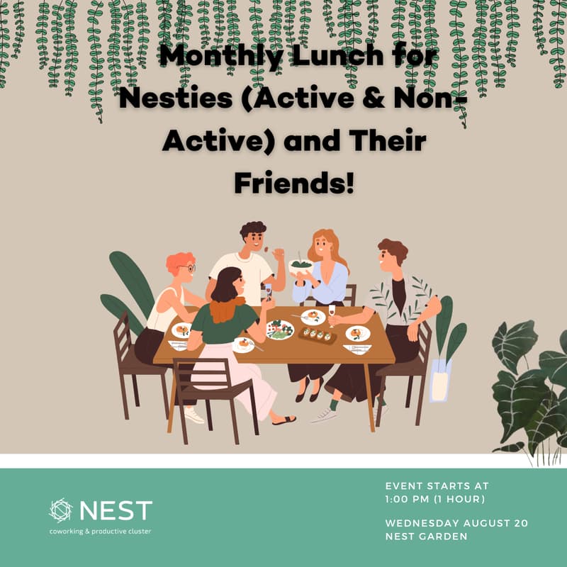 Cover Image for Monthly Lunch for All Nesties (Active, Inactive, and Friends!) 🌱🌟