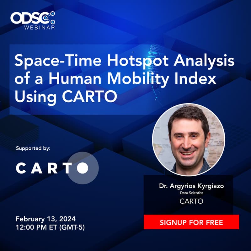 Cover Image for Webinar "Space-Time Hotspot Analysis of a Human Mobility Index using CARTO"