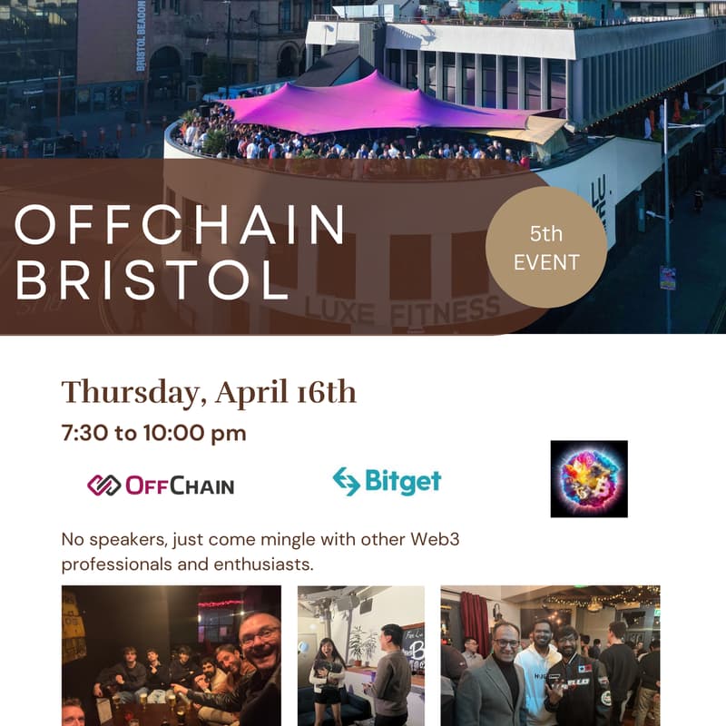 Cover Image for OffChain Bristol × Bitget × Bristol Web3 — April Web3/ Crypto/Blockchain Meetup