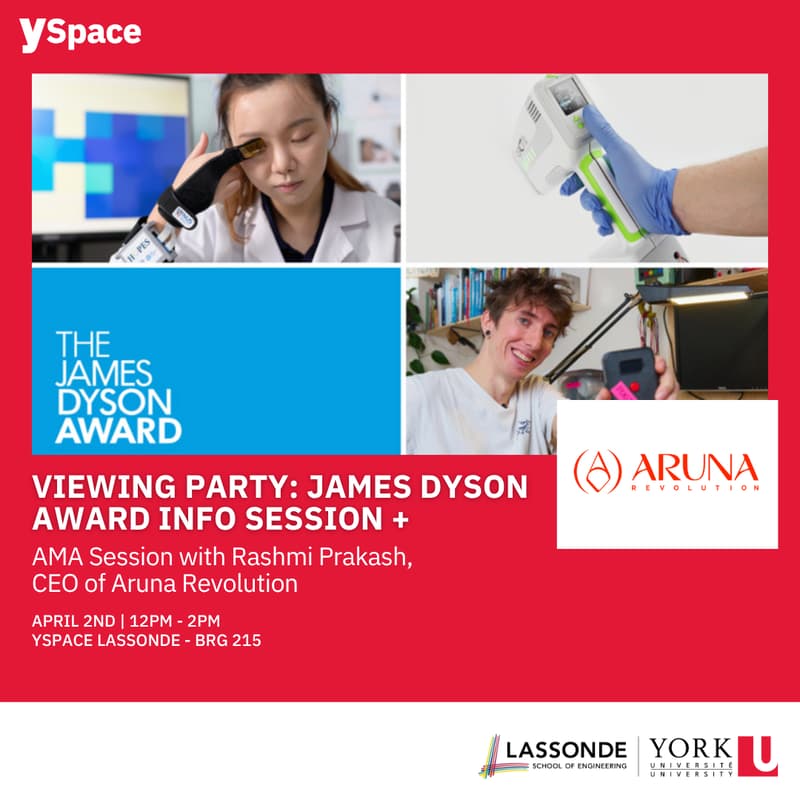 Cover Image for Viewing Party: James Dyson Award Info Session + AMA with  Rashmi Prakash, CEO of Aruma Revolution
