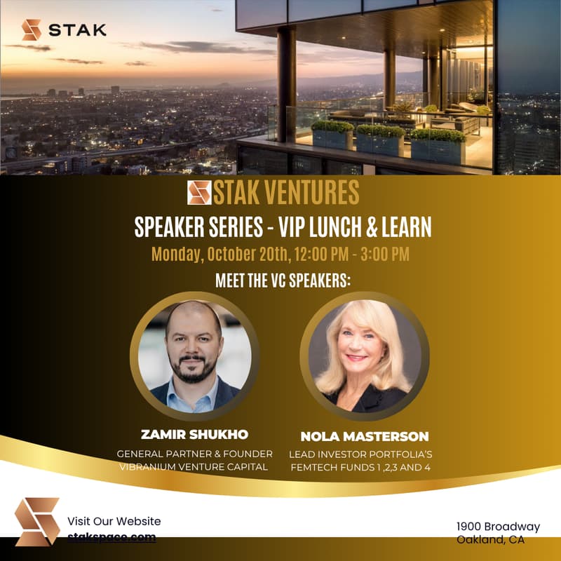 Cover Image for STAK Ventures Speaker Series — VIP Lunch & Learn (New Viewing Ticket Available)
