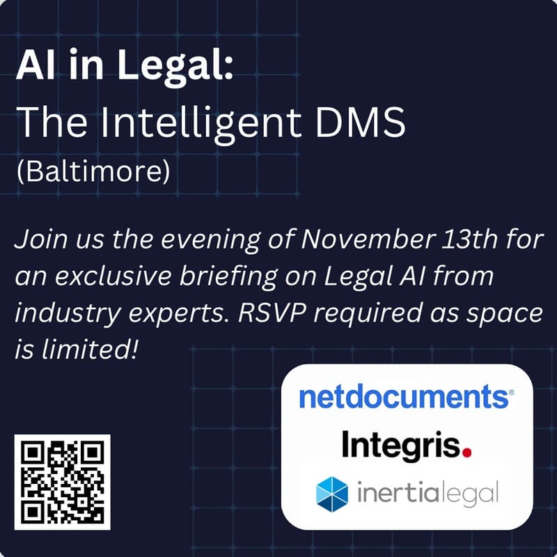 Cover Image for AI in Legal: The Intelligent DMS (Baltimore, MD)