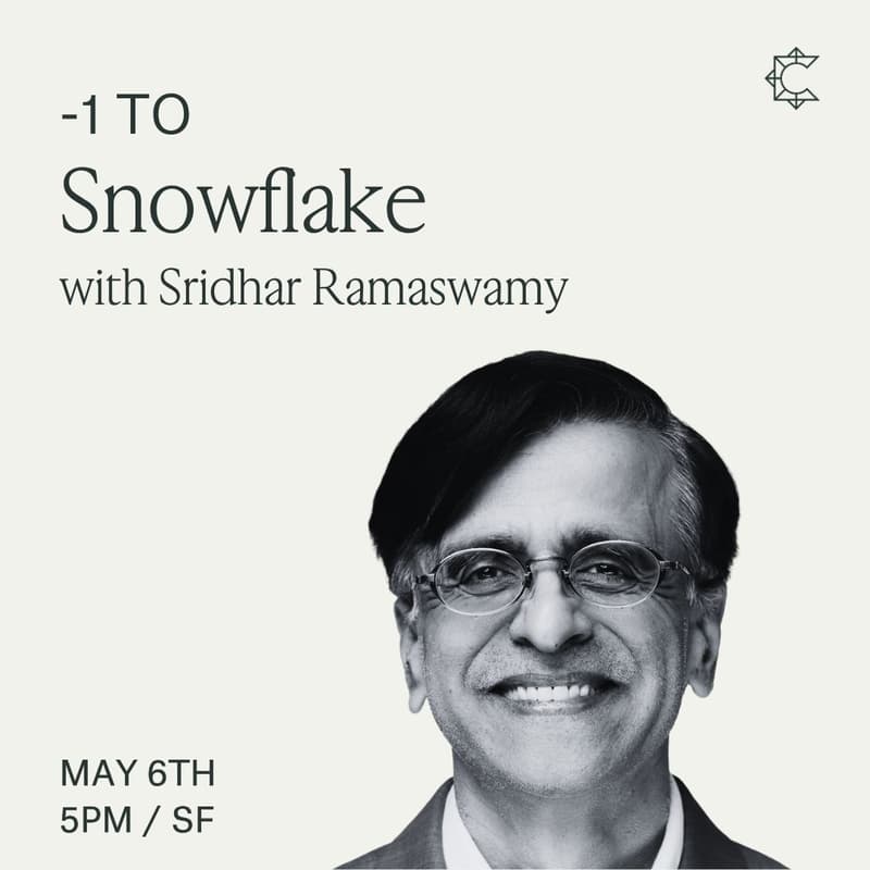 Cover Image for -1 to Snowflake with Sridhar Ramaswamy