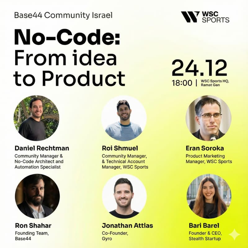 Cover Image for No-Code: From Idea to Product | Base44 - Israel Community