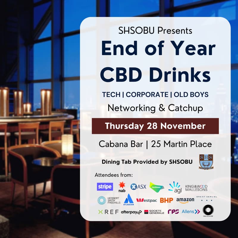 Cover Image for End of Year Networking & Catchup | Corporate, Tech, Old Boys
