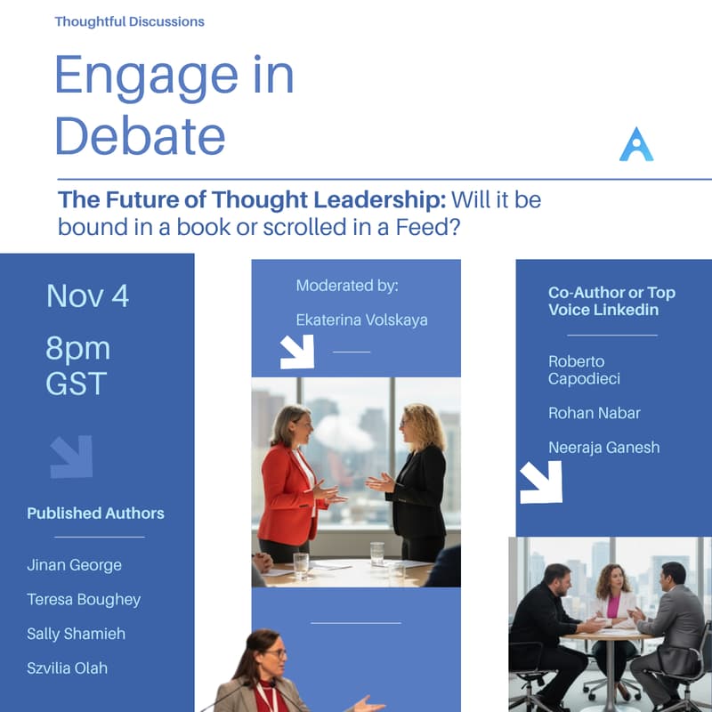 Cover Image for Engage in Debate | The Future of Thought Leadership: Will it be Bound in a Book or Scrolled in a Feed?