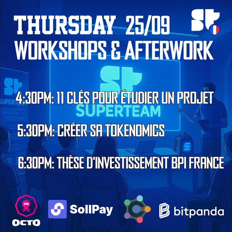 Cover Image for The Bakery - Workshops & Afterwork:  Critères clés pour étudier un projet par Chantal, Tokenomics et pièges avec Alex, Investissement jetons numériques avec Ivan de Lastours