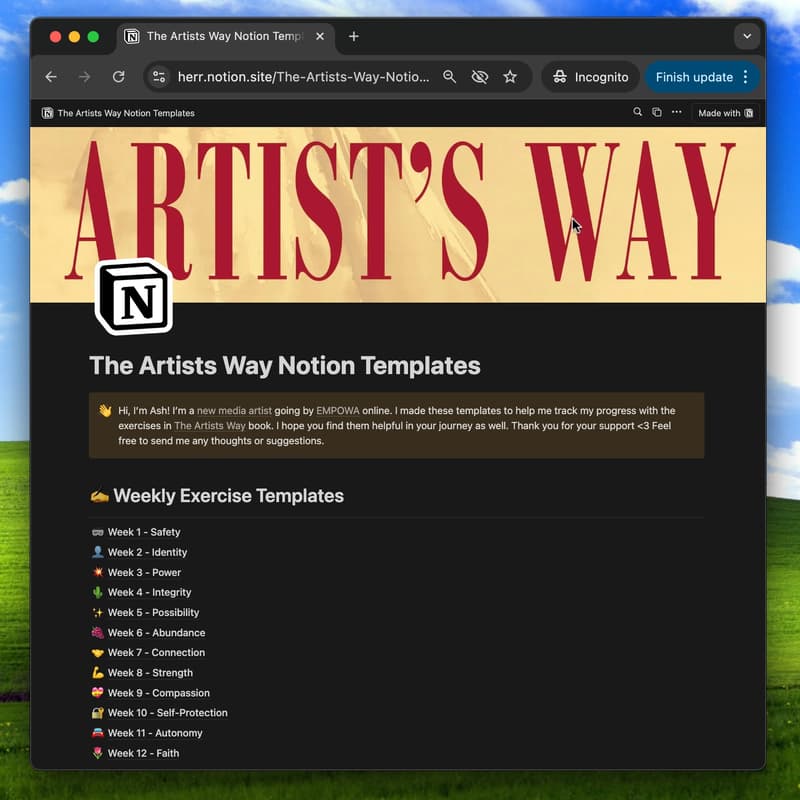 Cover Image for we're doing the artists way (together) - week 2