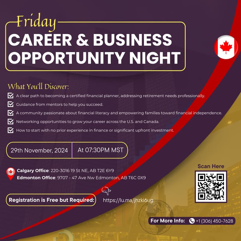 Friday Career and Business Opportunity Night · Luma