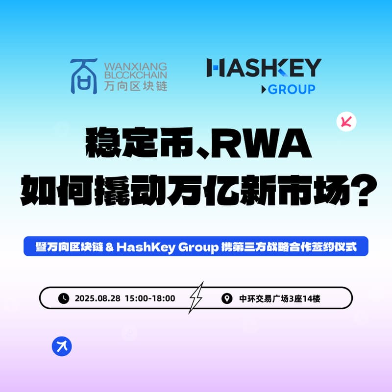 稳定币、RWA如何撬动万亿新市场暨万向区块链 & HashKey Group携第三方战略合作签约仪式 的封面图片