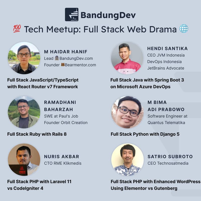 Cover Image for BandungDev Tech Meetup: Full Stack Web Drama