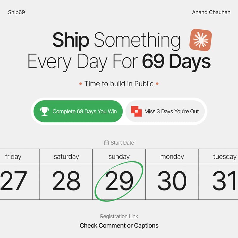 Cover Image for Ship69 - A 69 Day Shipping Challenge for Designers