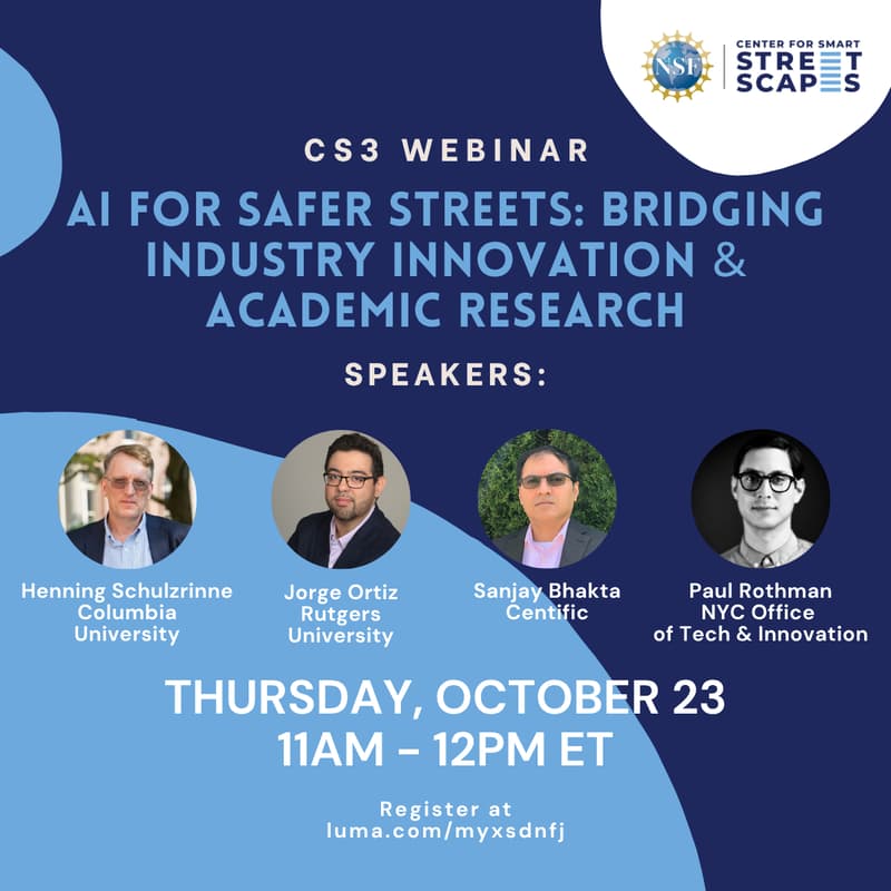 Cover Image for [WEBINAR] AI for Safer Streets: Bridging Industry Innovation & Academic Research
