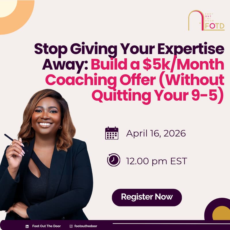 Cover Image for Stop Giving Your Expertise Away: Build a $5k/Month Coaching Offer (Without Quitting Your 9-5)