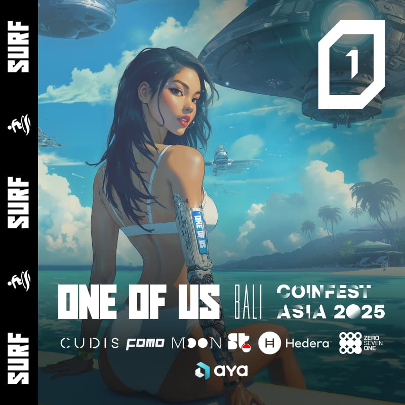 Cover Image for ONE OF US Surf & Coffee // Aya, Cudis, Hedera, Moonring, 071Labs, Superteam Indonesia & FOMO Magazine