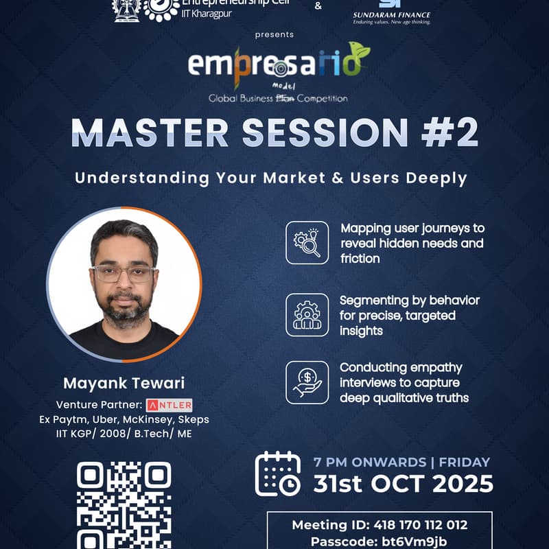 Cover Image for EMPRESARIO 2026, Entrepreneurship Cell, IIT Kharagpur - Master Session #2