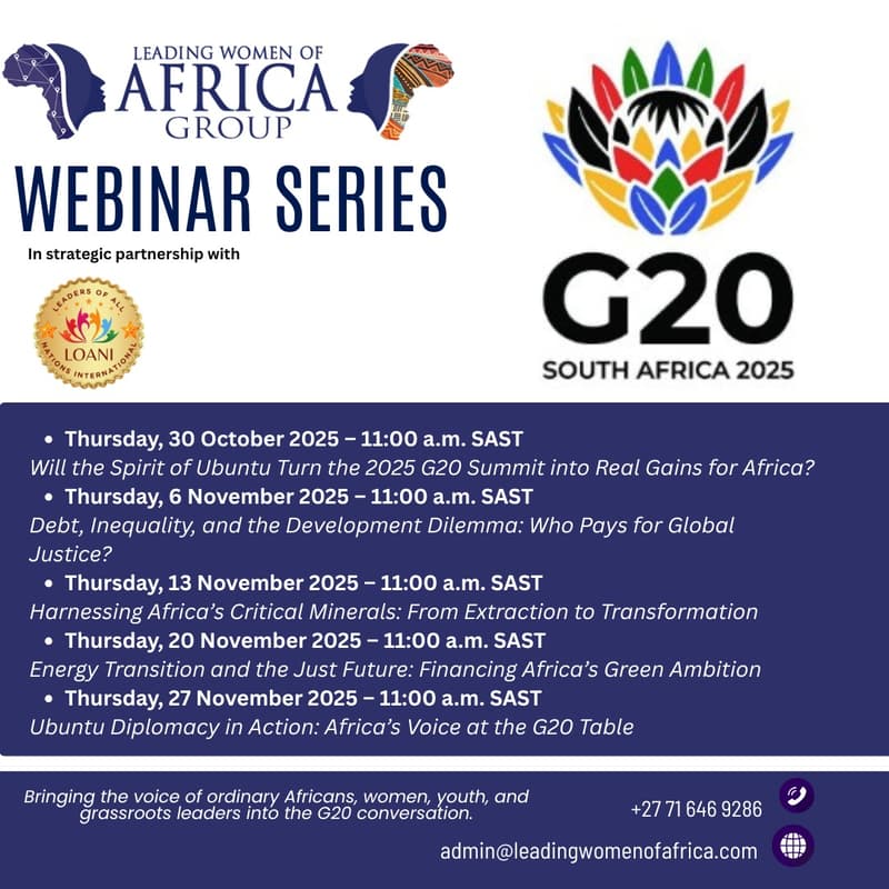 Cover Image for LWA-G20 Webinar Series: Harnessing Africa’s Critical Minerals: From Extraction to Transformation, 13 Nov. 2025