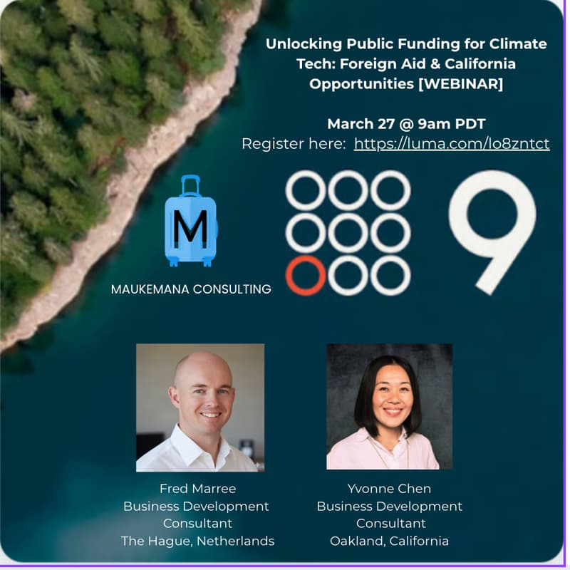 Cover Image for Unlocking Public Funding for Climate Tech: Foreign Aid & California Opportunities [WEBINAR]