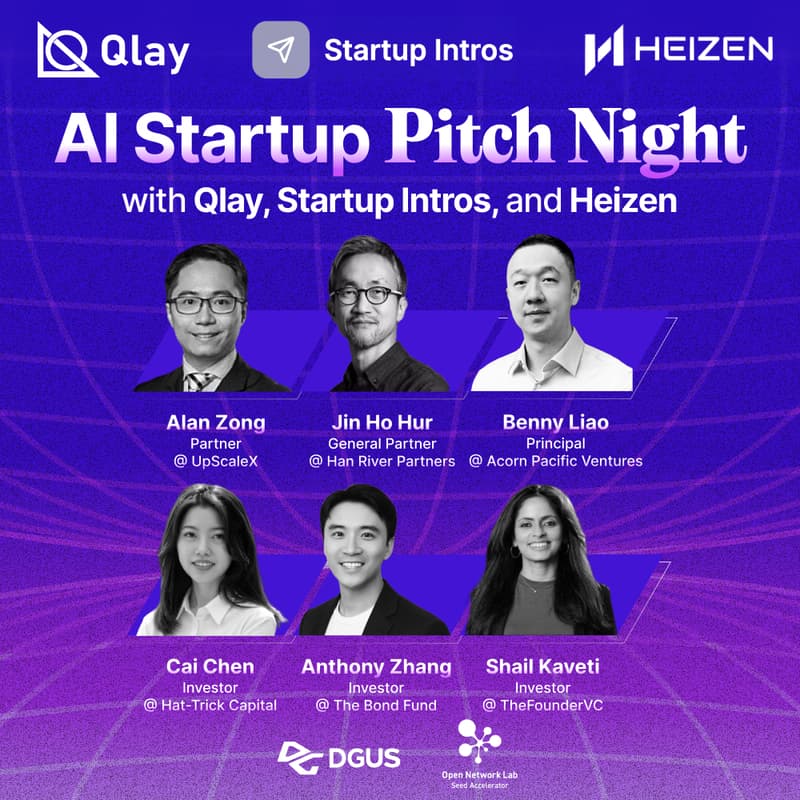 Cover Image for AI Startup Pitch Night with Qlay, Startup Intros, and Heizen