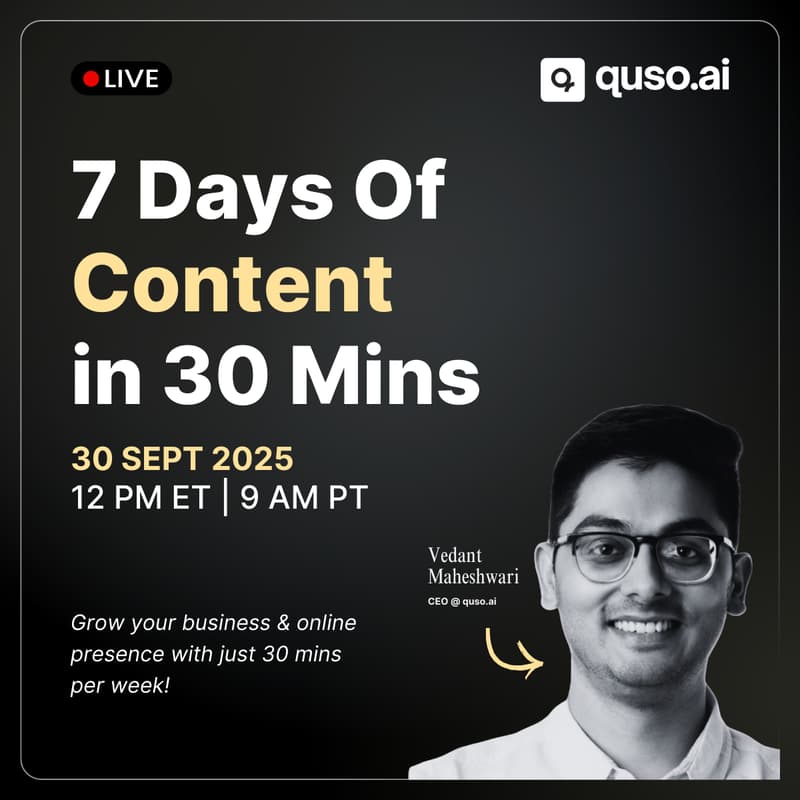 Cover Image for Create 7 Days Of Content in 30 Minutes [LIVE Workshop]
