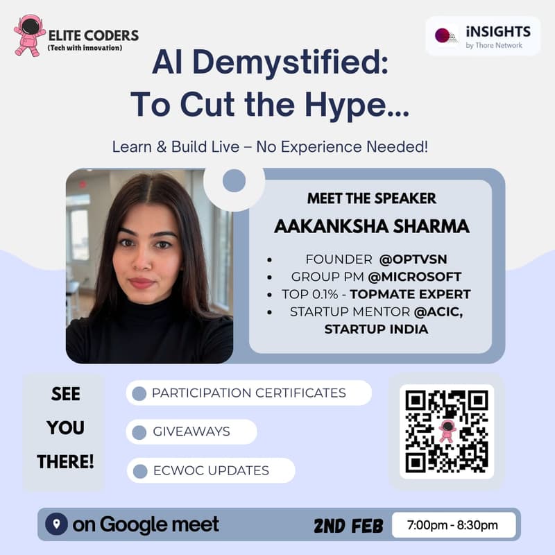 Cover Image for ECWoC Session - AI Demystified: To Cutthe Hype