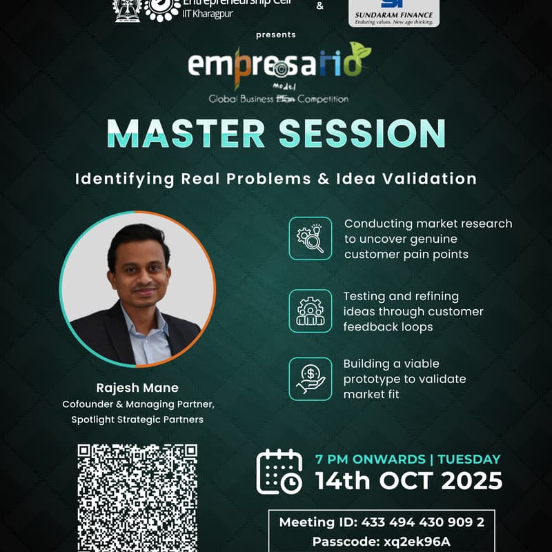 Cover Image for EMPRESARIO 2026, Entrepreneurship Cell, IIT Kharagpur - Master Session #1