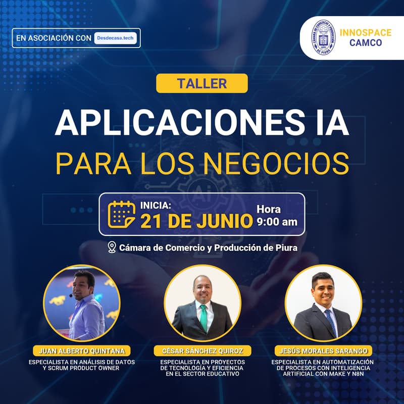 Foto de portada de Taller "Aplicaciones IA para los negocios"