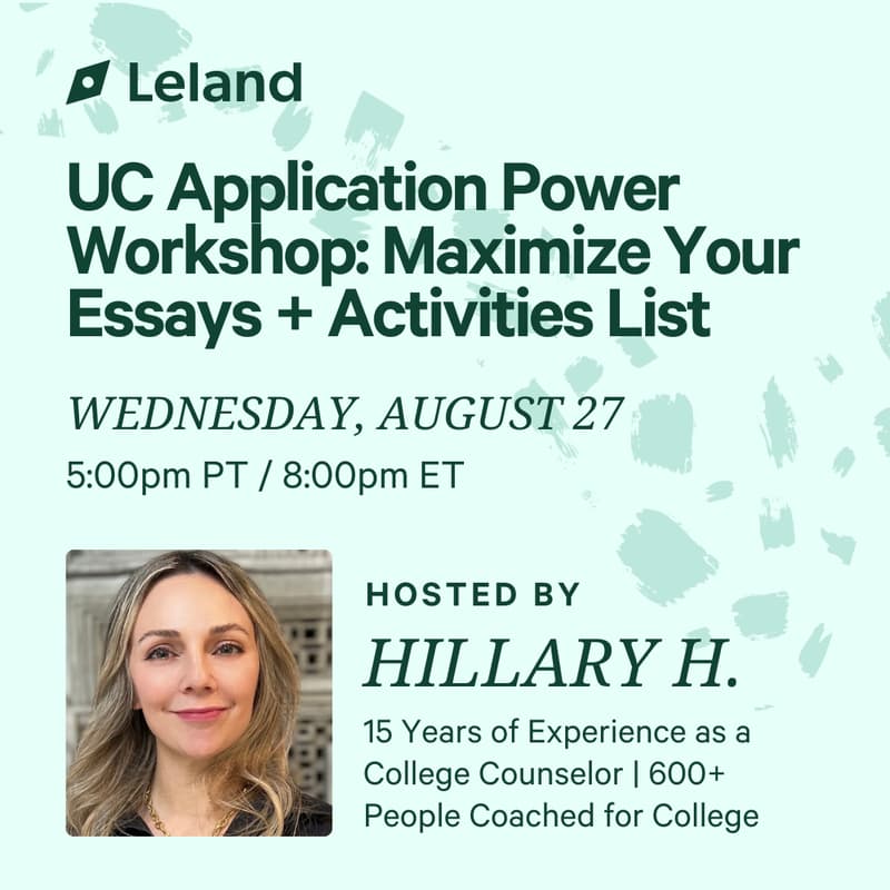 Cover Image for UC Application Power Workshop: Maximize Your Essays + Activities List