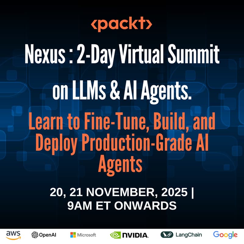Cover Image for Nexus: 2-Day Virtual Summit on LLMs & AI Agents.