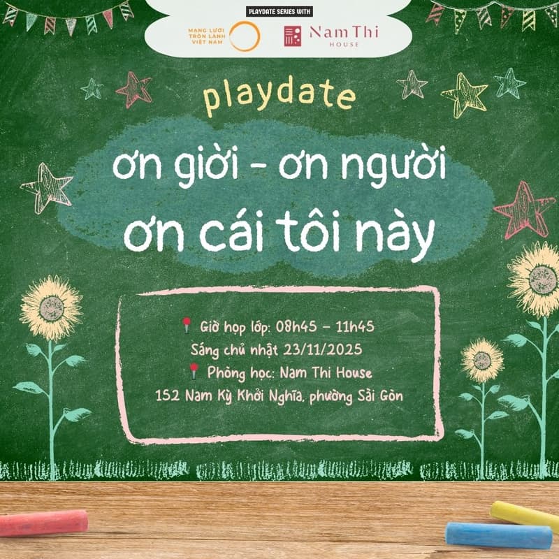 Cover Image for [HCM] PLAYDATE: Ơn Giời – Ơn Người – Ơn cái tôi này🌼
