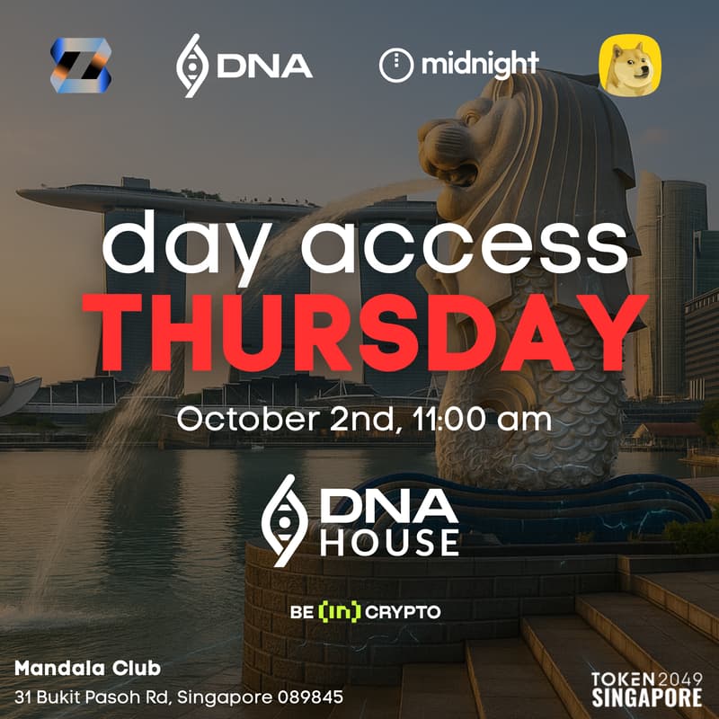 Cover Image for DAY ACCESS 2, at DNA House at TOKEN2049 with Zeebu, Midnight, DogeOS & DNA | Thursday, Oct 2nd, 2025.
