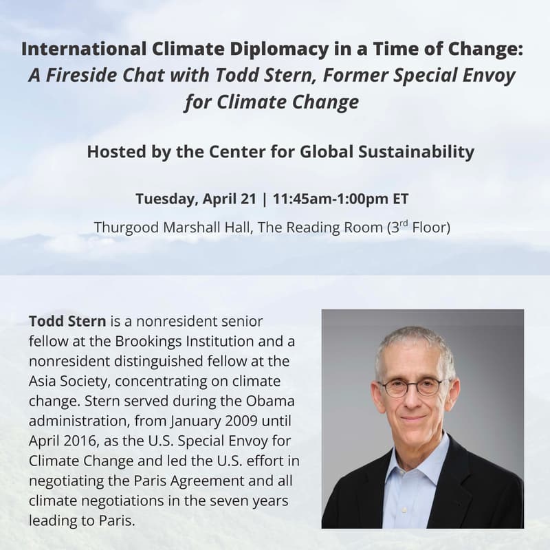Cover Image for International Climate Diplomacy in a Time of Change: A Fireside Chat with Todd Stern, Former Special Envoy for Climate Change