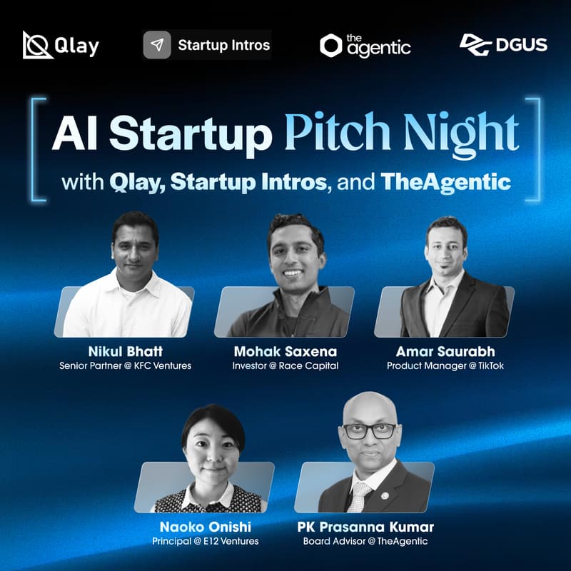 Cover Image for AI Startup Pitch Night with Qlay, Startup Intros and TheAgentic