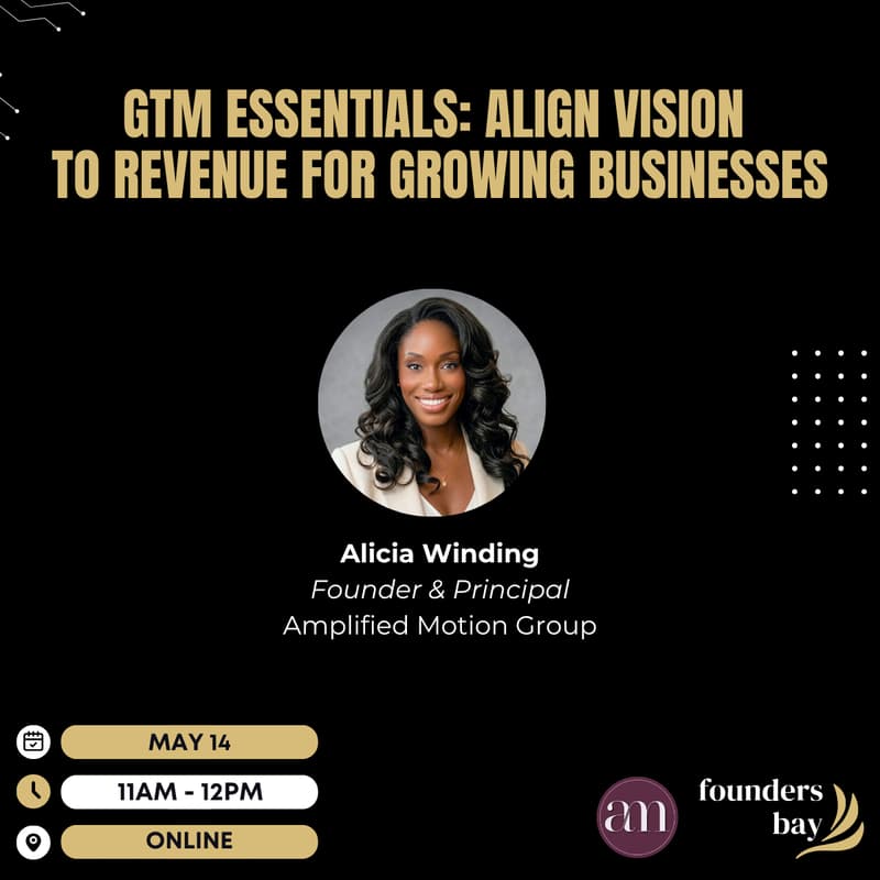 Cover Image for Founders Bay Virtual Workshop: GTM Essentials: Align Vision to Revenue for Growing Businesses