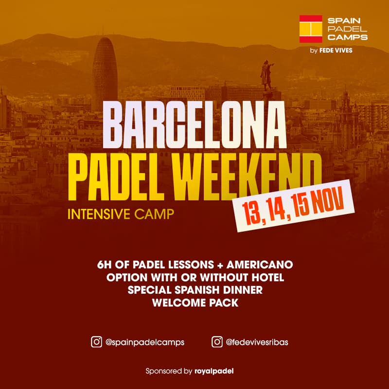 Cover Image for BCN, NOVEMBER 13 to 15, Padel Weekend Camp from 345€ with FEDE VIVES