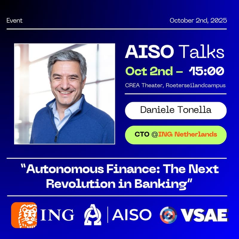 Cover Image for AISO Talks: Autonomous Finance - The Next Revolution in Banking | Daniele Tonella (CTO of ING Netherlands)