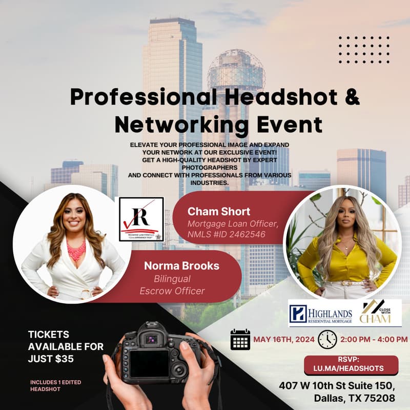 Cover Image for Professional Headshot & Networking Event