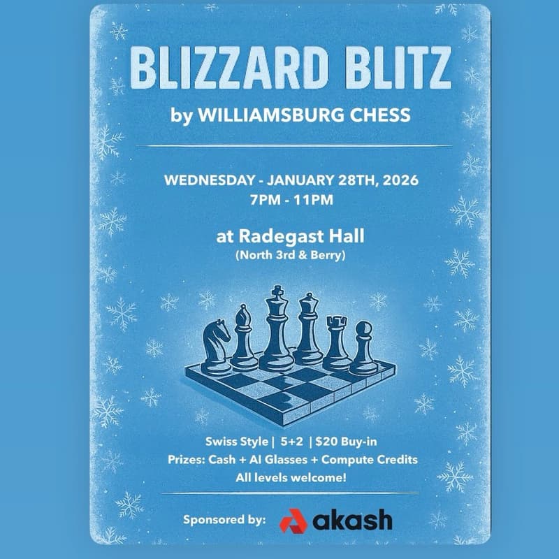 Cover Image for Blizzard Blitz: AI x Speed Chess Night with Akash Network & Williamsburg Chess