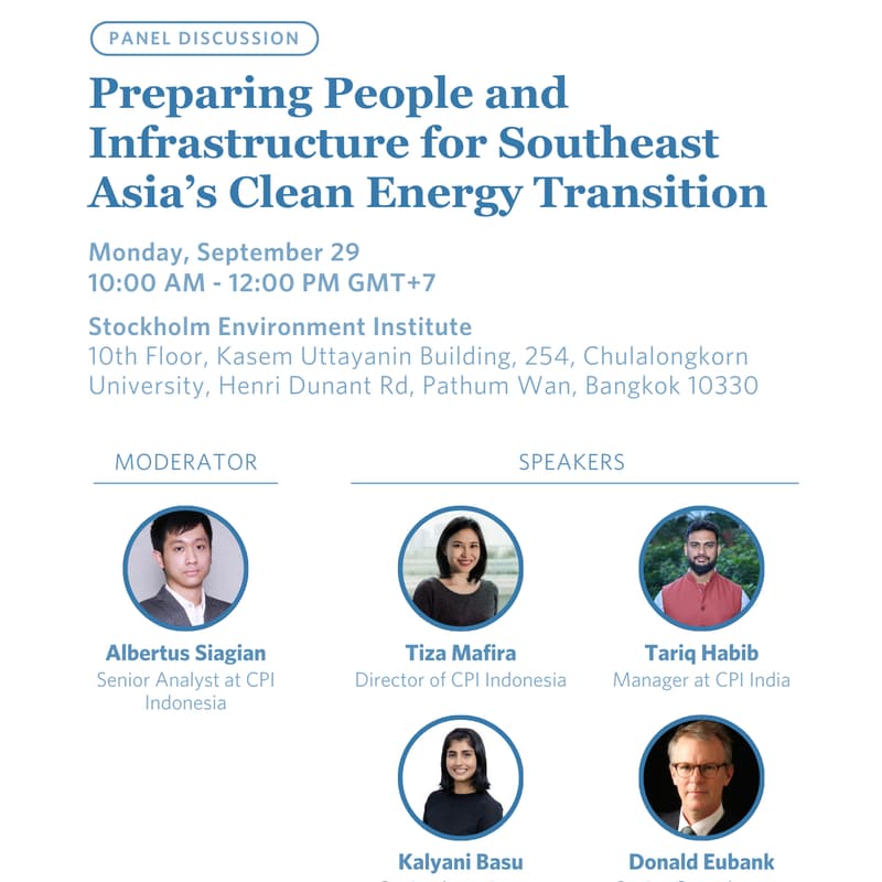 Cover Image for Panel discussion on “Preparing People and Infrastructure for Southeast Asia’s Clean Energy Transition”