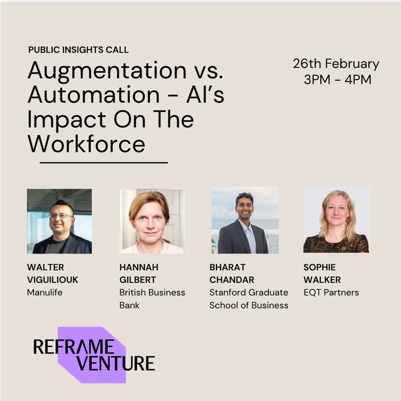 Cover Image for Reframe Venture Insights: Augmentation vs. Automation - AI’s Impact On The Workforce
