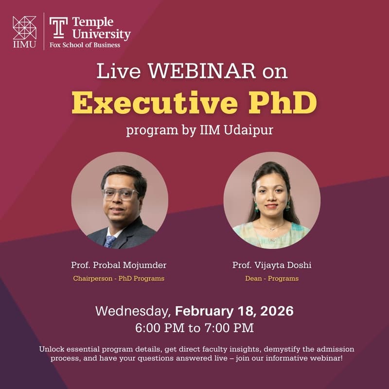 Cover Image for Information Session  IIM Udaipur’s Executive PhD (EPhD) Program