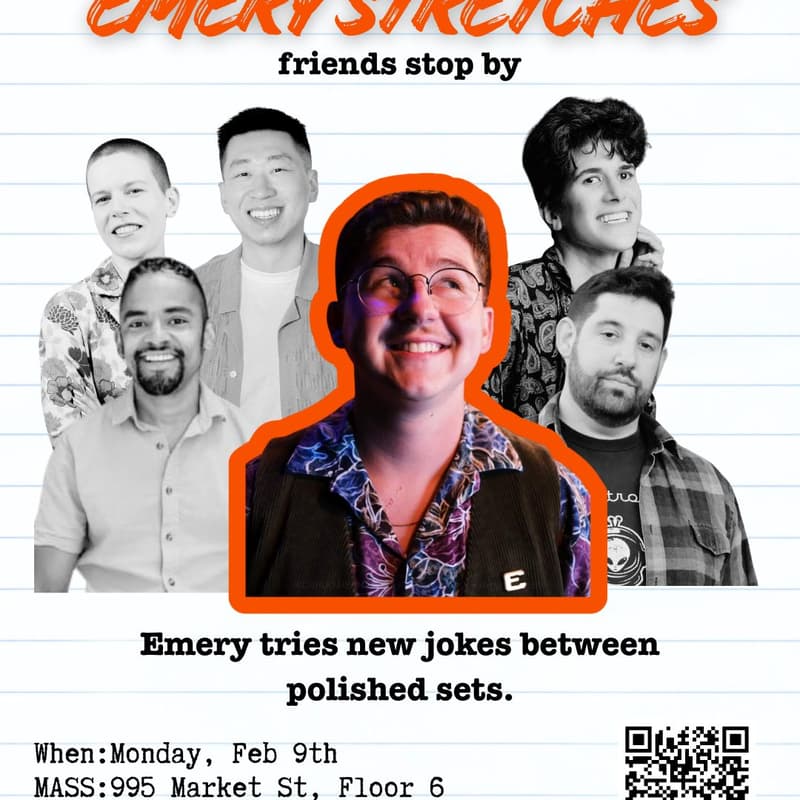 Cover Image for Emery Stretches, Friends Stop By - Open Registration
